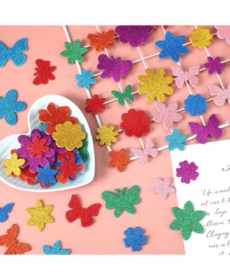 300 Pieces Spring Glitter Flower Butterfly Foam Stickers Self-adhesive Arts Crafts Scrapbooking Cards Decoration