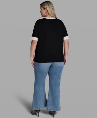 Plus Size Pearl Flower-Detail Pull-On Sweater