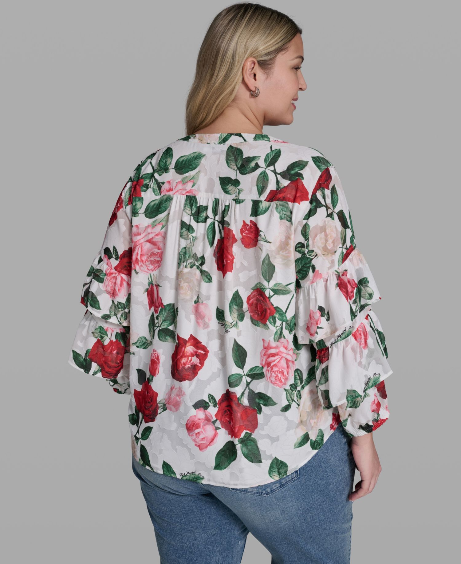 Plus Size V-Neck Floral-Print Blouse