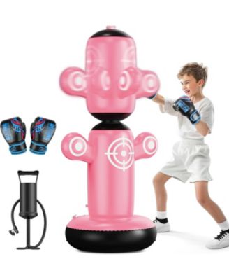 360degree(s) Rotatable Punching Bag for Kids, Lager 64” Kids Punching Bag with Gloves, Hand Pump and 6 Targets, Bop Bag Inflatable Punching Toy