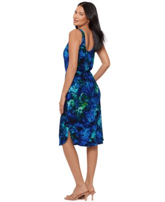 Women's Printed V-Neck Midi Dress