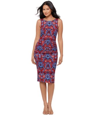 Women's Printed Scoop Neck Midi Dress
