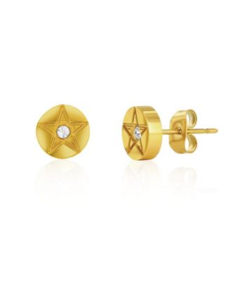 Stainless Steel,  Round Star CZ Studs