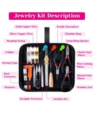 Jewelry Making Kit Tools Earring Hooks Findings Wires Chains Helping Hands