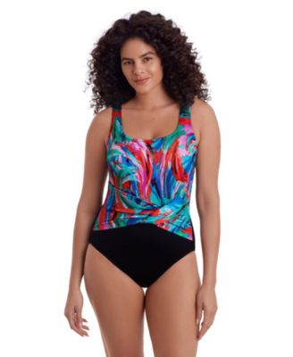 Women's Twist Pull Sash Tank Long Torso One-Piece Swimsuit