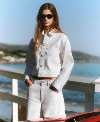 Women's Spread Collar Long-Sleeve Trucker Denim Jacket