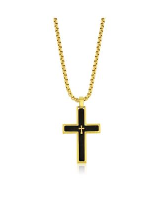 Stainless Steel Gold Brushed  Cross Necklace Stainless Steel
