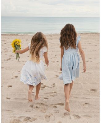 Hope and Henry Little and Big Girls' Ruffle Sleeve Linen Dress with Peter Pan Collar
