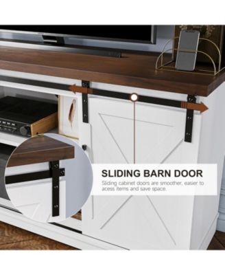 Farmhouse TV Stand for 65" TV, Sliding Barn Door, Adjustable Shelves, Modern Media Console for Living Room