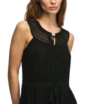 Women's Peplum Lace Trimmed Sleeveless Tank