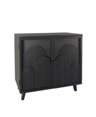 Modern Wood Storage Cabinet 31in Embossed Door Accent Cabinet For Living Room Bedroom