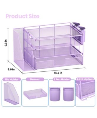Desk Organizer 4-Tier File Drawer Pen Holders
