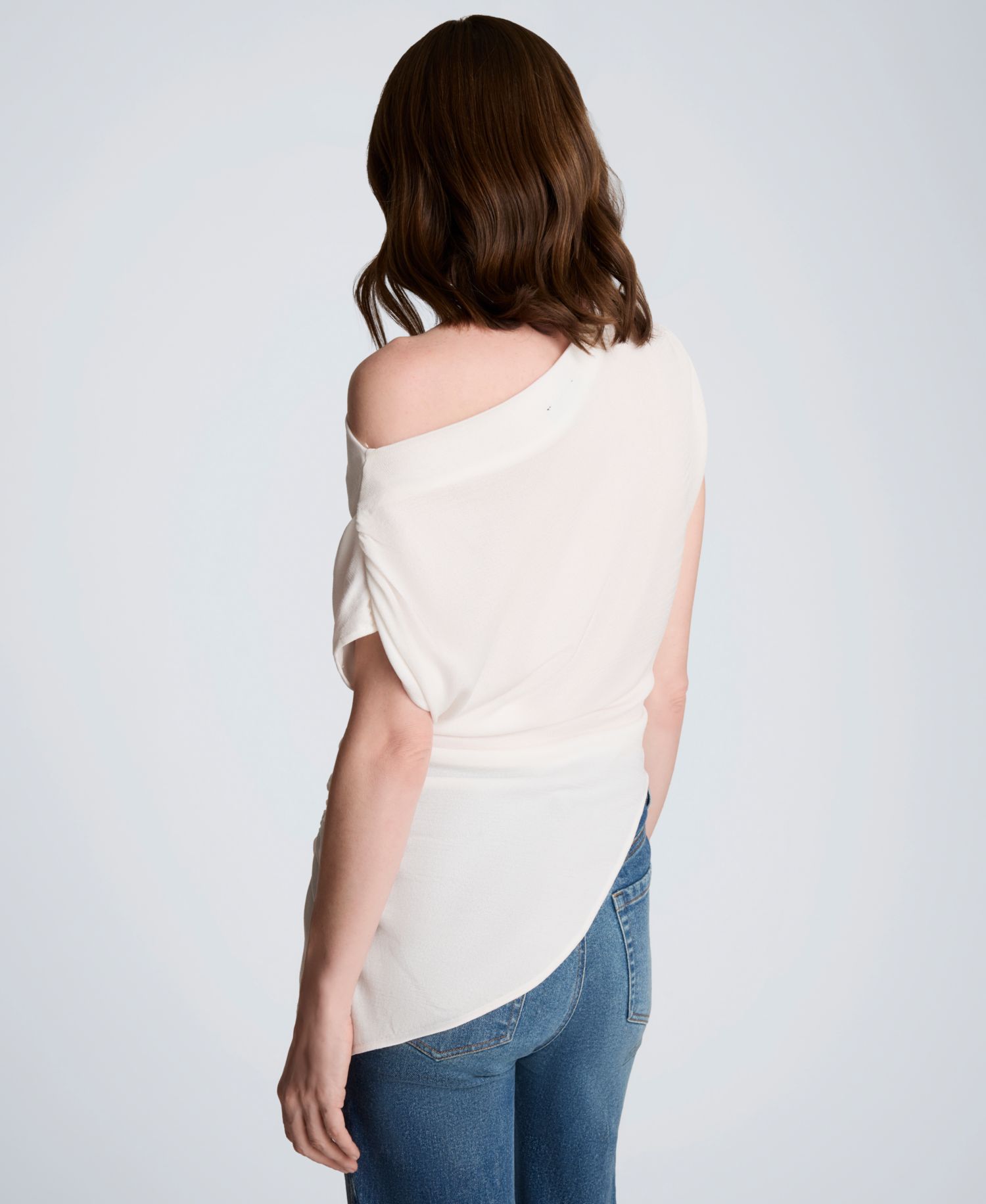 Women's Asymmetrical Drape Short-Sleeve Top