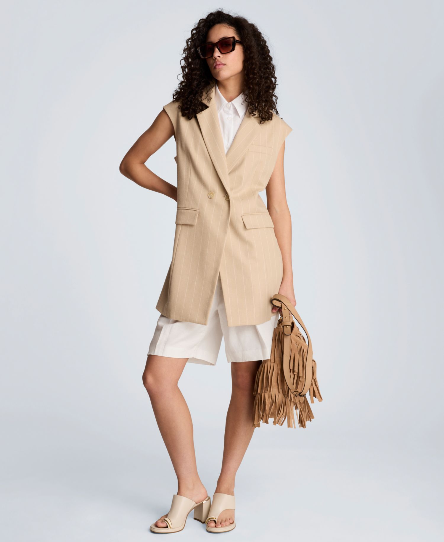 Women's Button-Front Vest Mini Dress with Faux Shirt