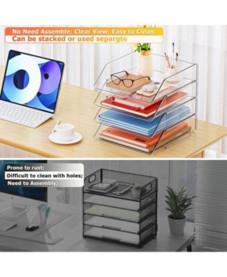 4-Tier Paper Organizer Stackable Letter Tray