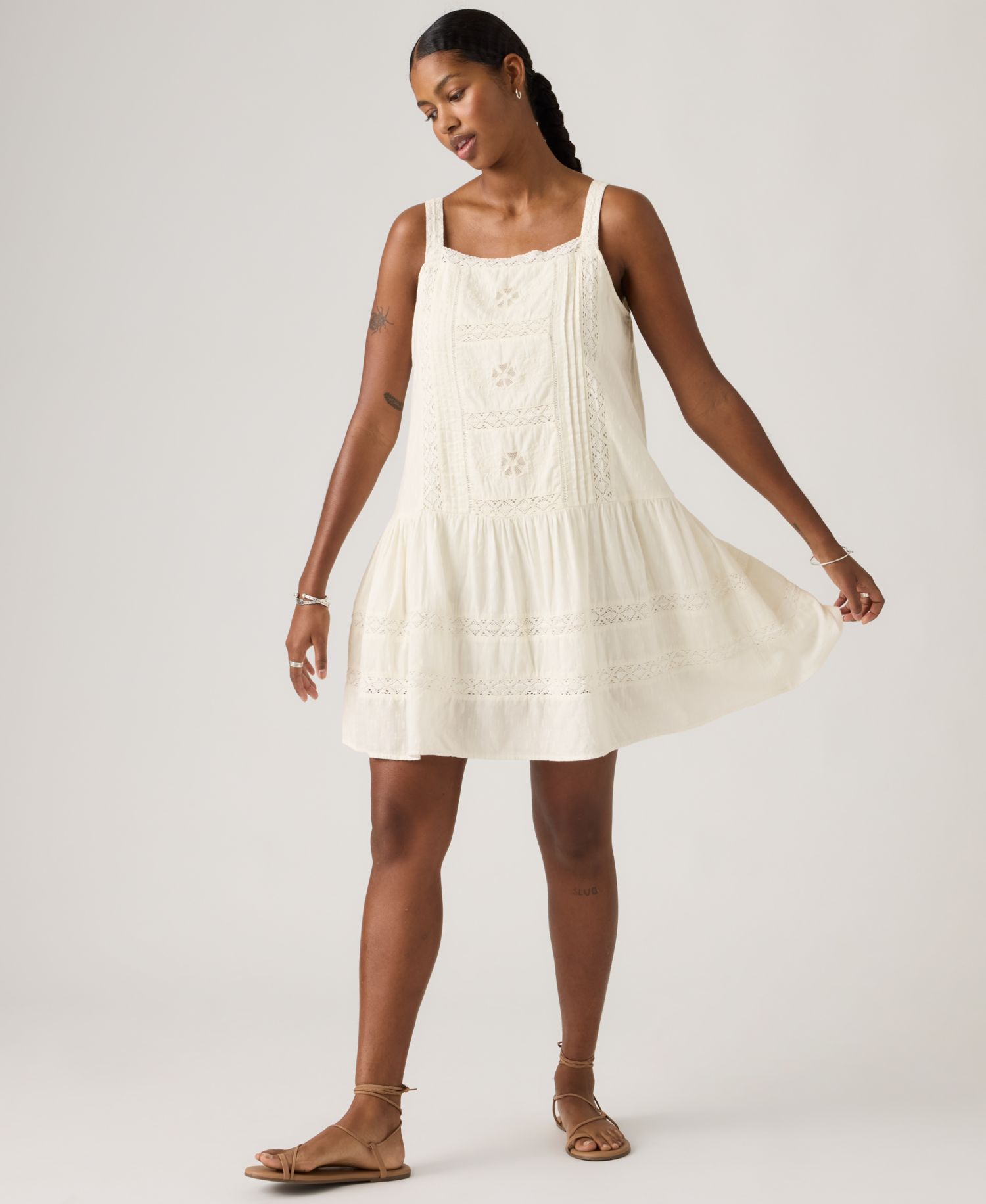 Premium Women's Kate Embroidered Square Neck Mini Dress