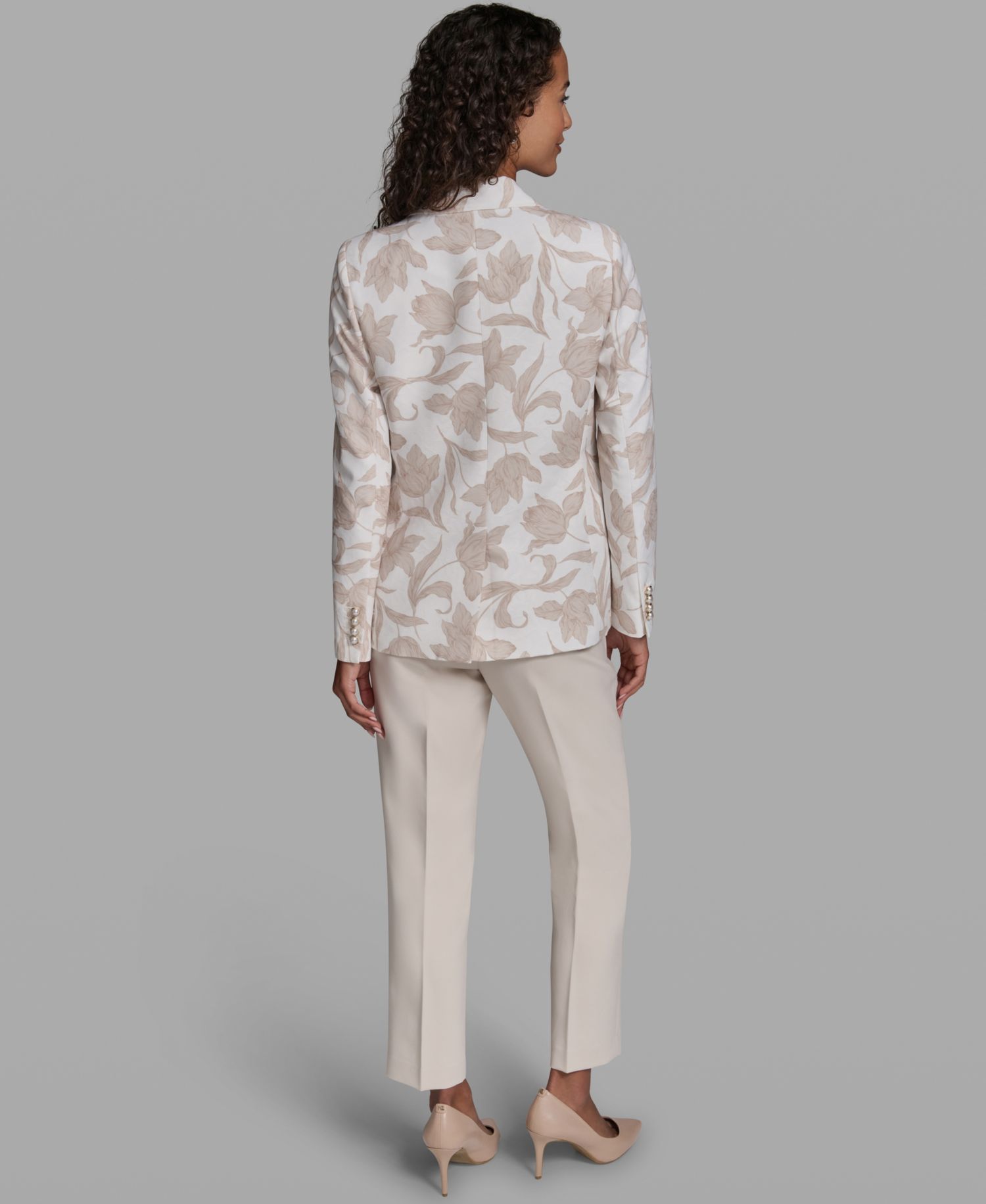 Women's 3 Pocket Floral Printed Notch Lapel Blazer