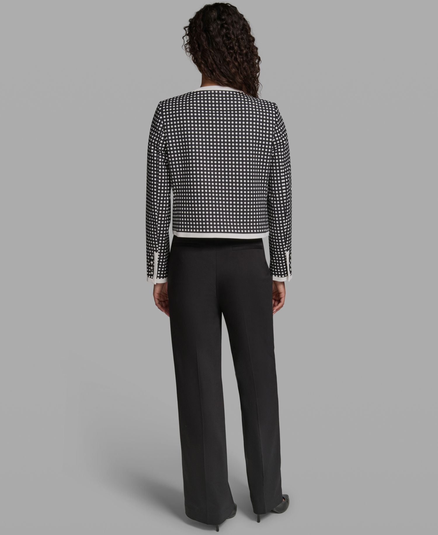 Women's Cotton-Blend Polka Dot Cropped Woven Jacket