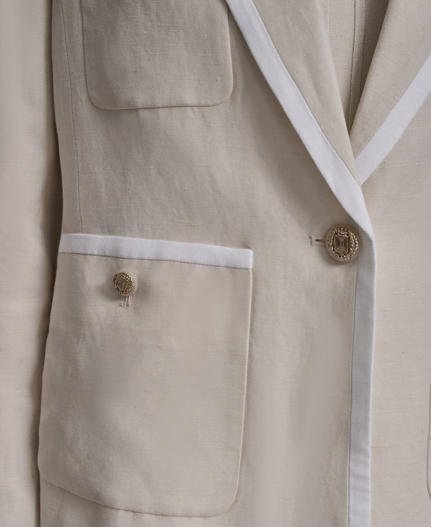 Женский пиджак KARL LAGERFELD PARIS Linen-Blend Framed One-Button Blazer, цвет: Мягкий белый — фото 4