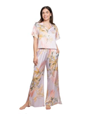 Women's Short-Sleeve Top and Pull-On Pajama Pants, 2-Piece Set