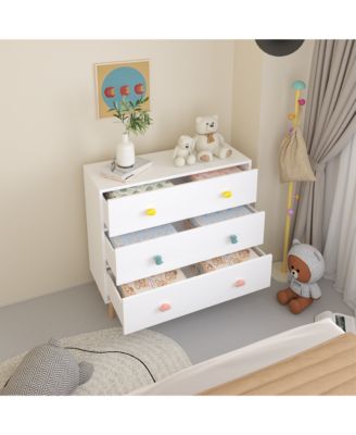 Kids 3 Drawer Dresser Baby Nightstand Storage Cabinet