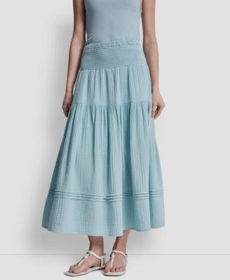 Women's Smocked-Waist Tiered Maxi Skirt