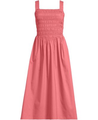 Women's Poplin Smocked Bodice Midi Dress