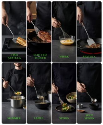 8-Piece 304 Stainless Steel Cooking Utensils Set with Heat-Resistant Wooden Handles