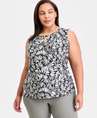 Plus Size Keyhole-Neck Sleeveless Knit Top
