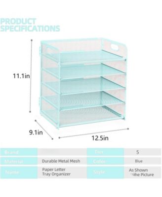 Letter Tray Paper Organizer 5-tier Desk File Holder Metal Desktop Document Shelf Office Classroom Organization