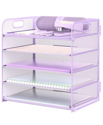 Letter Tray Paper Organizer 5-tier Desk File Holder Metal Desktop Document Shelf Office Classroom Organization