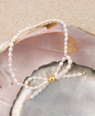 White Freshwater Pearl Bow Stretch Bracelet