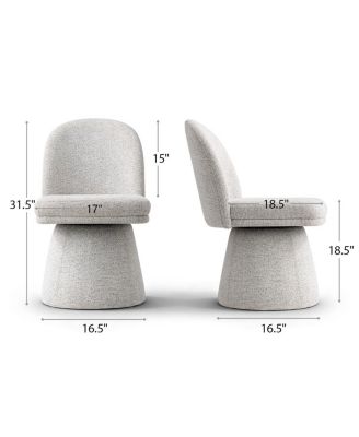 Modern Armless Upholstered Fabric 360 Swivel Dining Chair 1 Piece