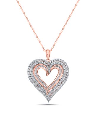 Diamond Heart 18" Pendant Necklace (1 ct. t.w.) in 10k Rose Gold