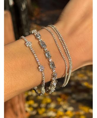 Suzy Levian Sterling Cubic Zirconia Flower Tennis Bracelet