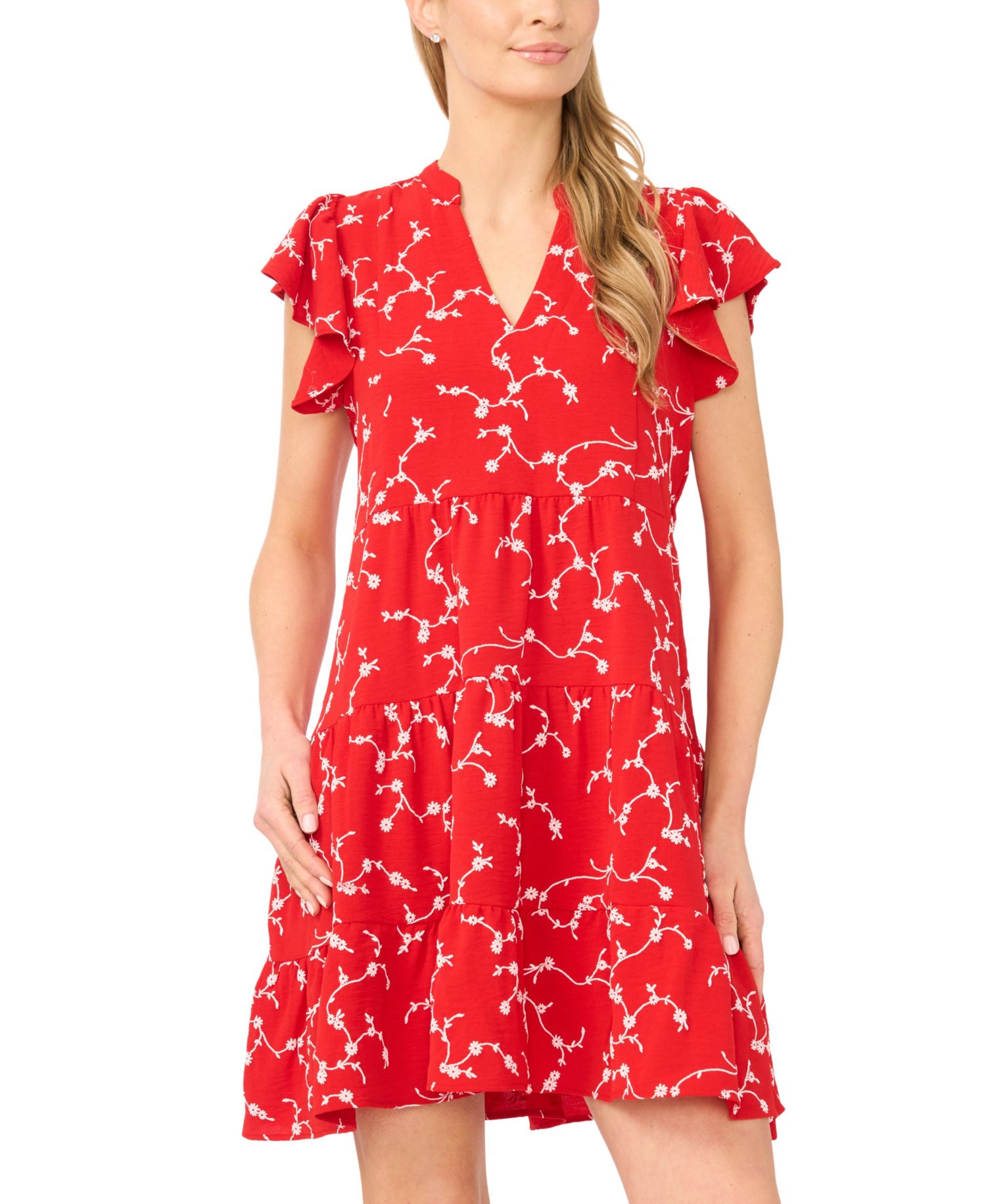Women's Short-Sleeve Ruffled Tiered Dress