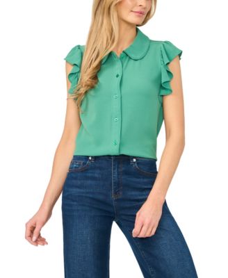 Women's Flutter-Sleeve Collared Blouse
