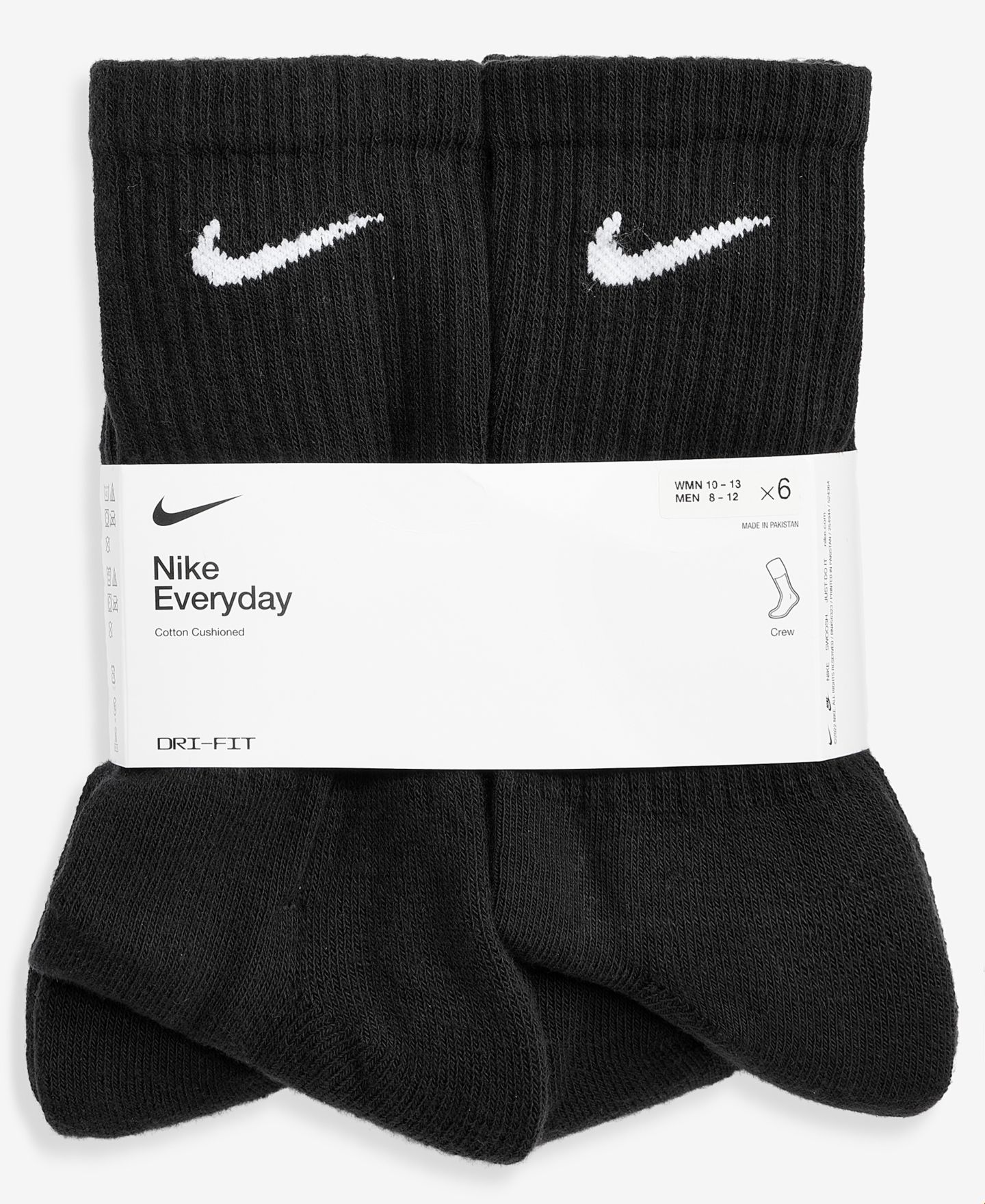 Носки Everyday Cushioned для мужчин, хлопок, 6 шт. — Nike, цвет: Чёрный — фото 3