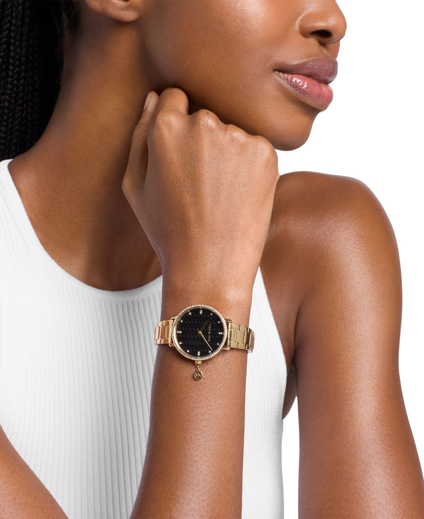 Женские часы Michael Kors Pyper кварцевые с двумя стрелками, золотистая сталь, 32 мм — фото 4