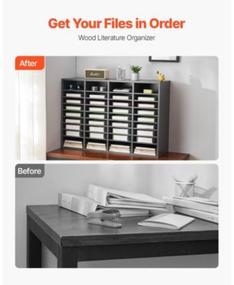 36 Compartment Wooden Literature Organizer Mailbox for Office and Home Storage