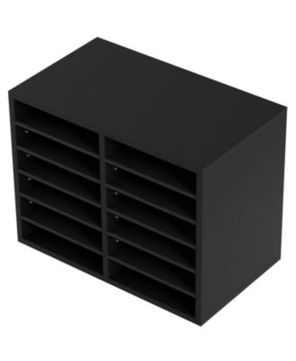 Wood Literature Organizer 12 Compartments Removable Shelves for Office and Home