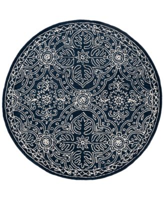 Etienne LRL6603N Navy and Ivory 5' X 5' Round Area Rug
