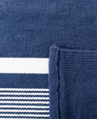 Hanover Stripe LRL2461A Navy 5' X 8' Outdoor Area Rug