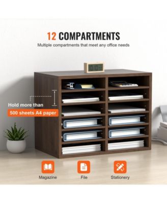 12 Compartment Literature Organizer With Adjustable Shelves for Office and Home
