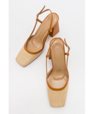 Women's Rivie Raffia Square Toe Block Heel Pump