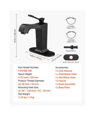 Waterfall Style Single Handle Sink Faucet with Push Button Drain for Kitchen Bathroom RV Bar Sink Public Restroom