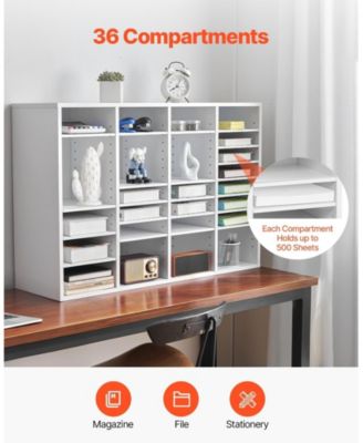 SUGFIT 36 Compartment Wooden Literature Organizer Mailbox for Office Storage