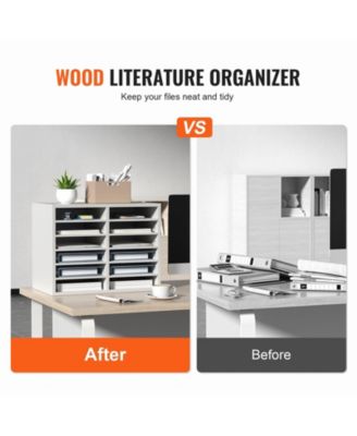 12 Compartment Literature Organizer With Adjustable Shelves for Office and Mailrooms