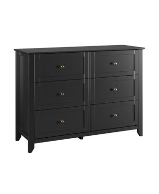 Modern 6-Drawer Double Dresser with Reinforced Steel Frame and Anti-Tip Safety, 42"W Contemporary Bedroom Chest of Drawers for Small Spaces