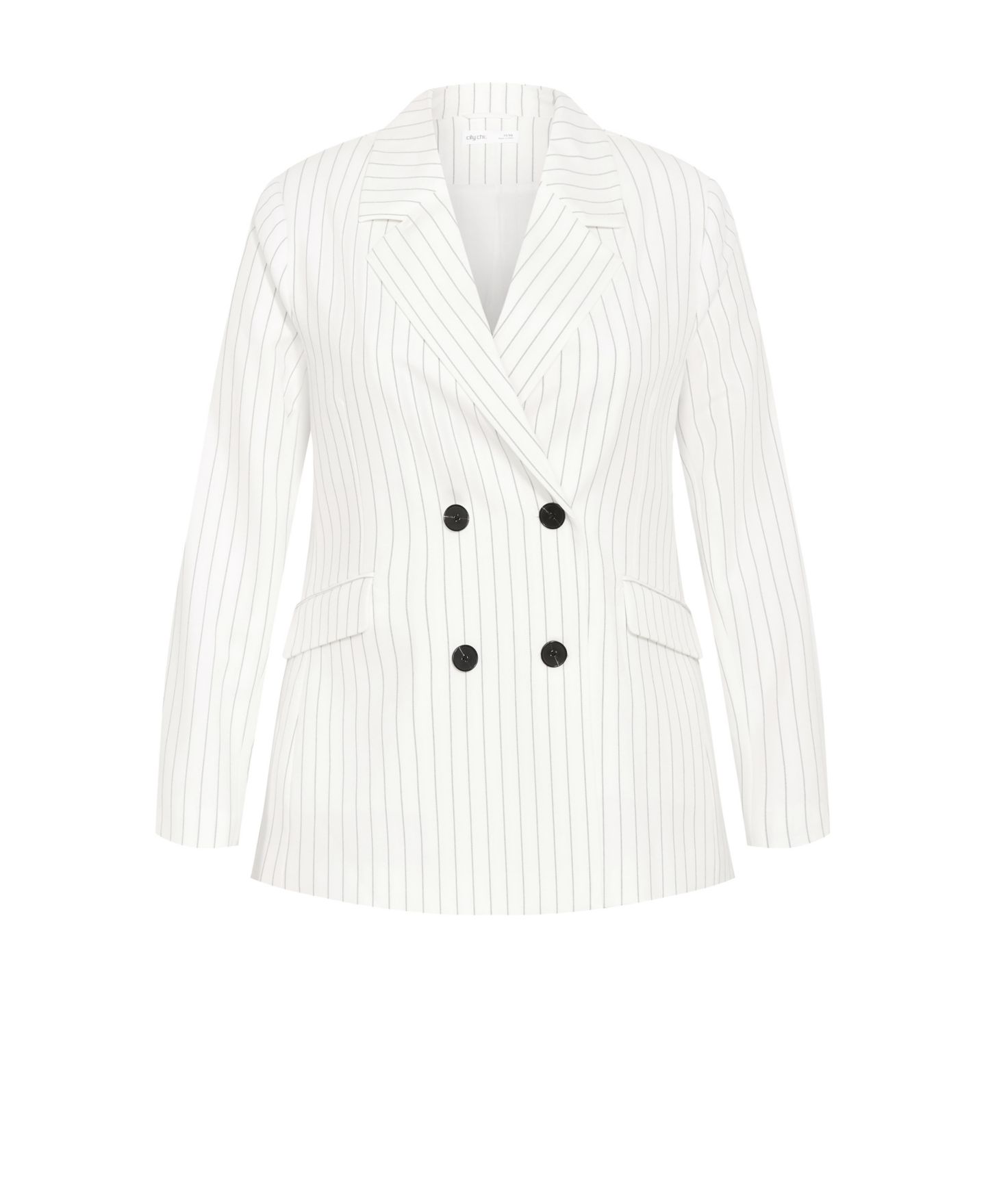 Женский пиджак CITY CHIC Pinstripe Double Breasted Blazer, цвет: Слоновая кость — фото 4